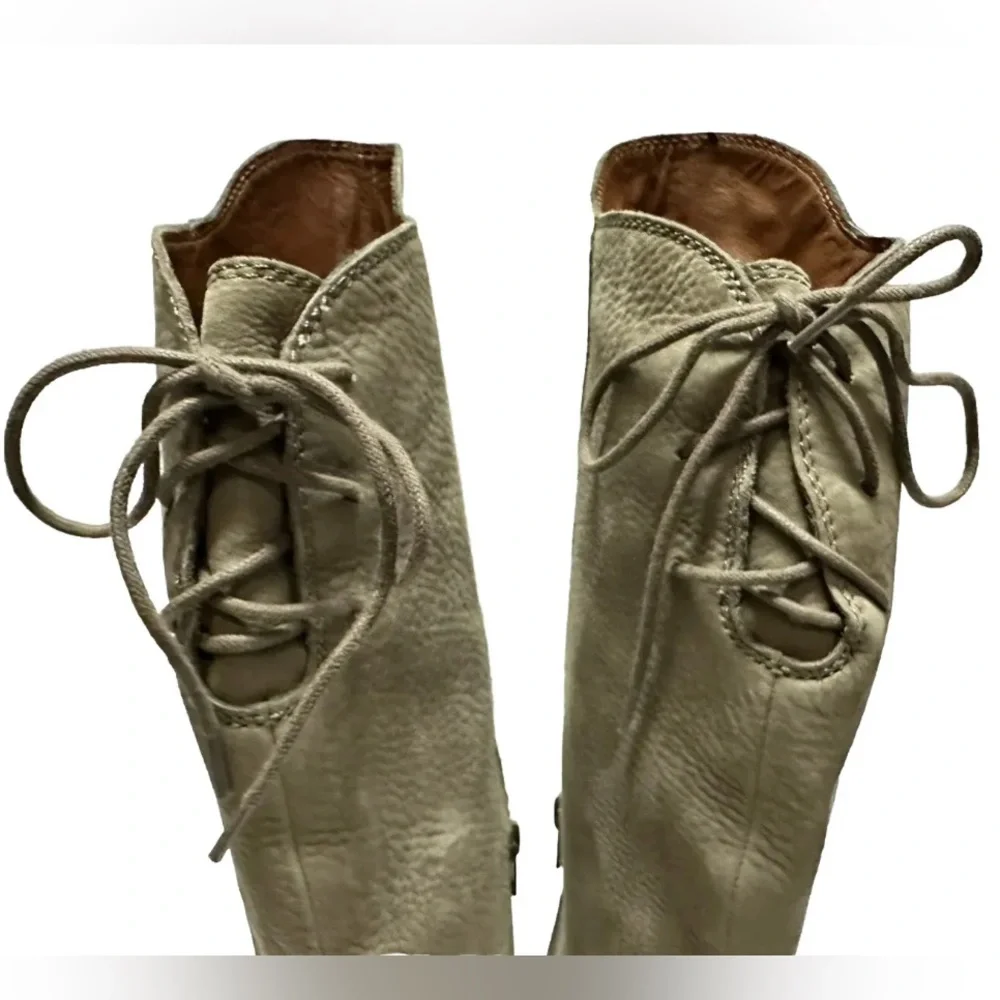 Lucky Brand Womens Size 5 Knee High Light Taupe Nubuck Leather Lace Up Boots